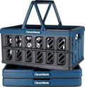CleverMade Eco Collapsible Shopping Basket with Handles, 24L Ocean, 3 Pack by CleverMade