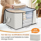 Fab totes 6 Pack Storage Bags for Clothes Blanket Storage Bins with Lids | Foldable Closet Organizers with Zippers,Window and Handles,Fabric Storage Bins for Sweater,Comforter,Bedding,Dorm essentials - Image 2