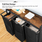 HOOBRO Laundry Sorter 3 Section, Laundry Hamper with Wheels, 3 × 11.5 Gal (43.5 L), Rolling Laundry Basket, Pull-Out and Removable Oxford Fabric Laundry Bags, Rustic Brown and Black BF76XY01 - Image 6