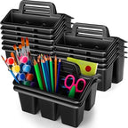 WILLBOND 12 Pcs Classroom Storage Caddies Stackable Utility Caddies with 4 Compartment Plastic Caddy with Handle Portable Storage Bins Organizers for Kids Schools Art Craft Supplies by Willbond+Technology+Limited