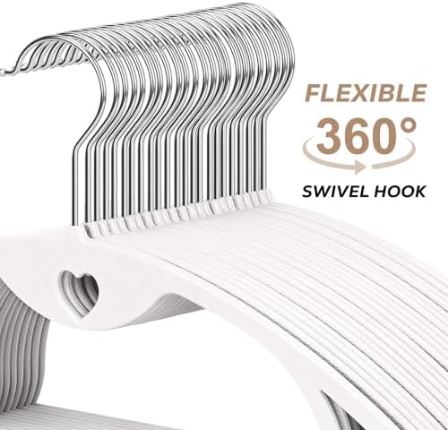 Plastic Hangers White Clothes Hanger 30 Pack | No Shoulder Bumps, 360°Swivel Hook, Thin, Space Saving for Closet, Fit for Suits Pants Heavy Duty Adult Coat Shirt Dress - Image 5