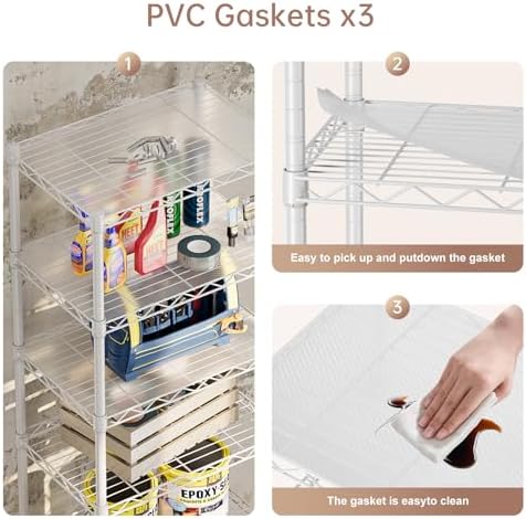 SINGAYE 5 Small Wire Shelves Kitchen Pantry Close Home Organizers and Storage Bathroom Shelf Laundry Room Organization Adjustable Book Metal Garage Shelving Unit - Image 4