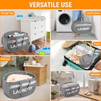 Collapsible Laundry Baskets with Lid, Foldable Clothes Hamper with Reinforced Handles, Sturdy Pop Up Hampers for Laundry, Tear Proof & Easy to Carry Laundry Hamper for Home, Dorm, Travel Grey - Image 7
