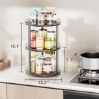 LAMU 12'' Wood Lazy Susan Turntable Organizer for Cabinet, 3 Tier Lazy Susan Spice Rack Organizer for Kitchen, Wood Turntable for Table Top, Countertop, Pantry, Bathroom - Image 3