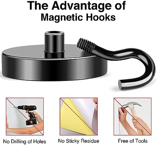 MIKEDE Magnetic Hooks Heavy Duty 170LB+ Strong Black Magnets Hook - Image 6