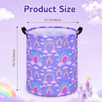 Collapsible Kids Laundry Basket Clothes Hamper, Foldable Storage Organizer Bin, Toy Clothes Storage with Handles for Boys Girls Bedroom, Room Decor Purple Rainbown - Image 2