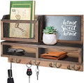 Key Holder for Wall, Mail Organizer Wall Mount with Key Hooks and Wallet Holder, Sunglasses Storage and Dog Leash Hanger, Decorative with 4 Double Hooks and Chalkboard by WEWEOW