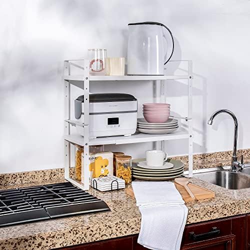 Across-Star Expandable Cabinet Shelf Organizer Rack, Stackable Kitchen Counter Storage Shelves Stand, Adjustable Height Pantry Shelf Spice Rack - Image 7