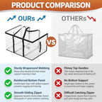 CONGREGATE Extra Large Heavy Duty Moving Bags 8 Pack Semi‑Transparent | Storage Bags with Zipper & Handles Waterproof Tote Bags for Clothes Packing Moving Dorm Home Closet Quilt & Clothing Storage - Image 5