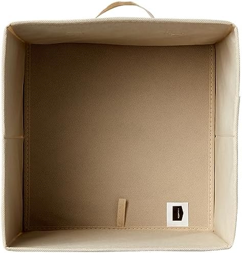 Amazon Basics Collapsible Fabric Storage Cubes Organizer with Handles, Sturdy Storage Bins for Organization, 10.5" x 10.5" x 11", Beige, 6-Pack - Image 3