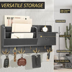 Rebee Vision Key Holder Wall Mount with 7 Key Hooks and Drawer, Black - Image 4