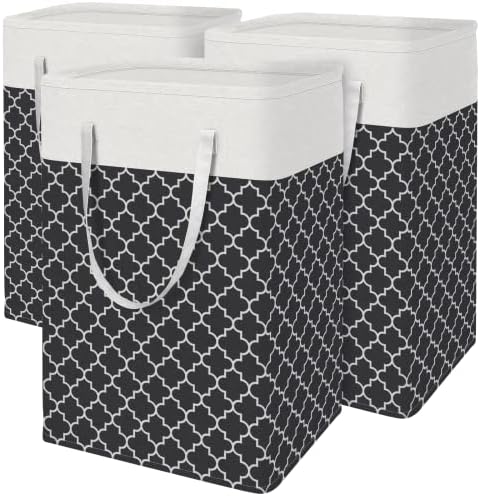 BlissTotes 3-Pack Laundry Basket, Collapsible Laundry Hamper, Black, 75L by BlissTotes