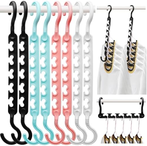 8-Pack Closet Organizers Storage, Sturdy Space-Saving Hangers for Wardrobes | Smart Clothes Hangers For Dorm Room Essentials, College Students Girls, Apartment Wardrobe, Small Closet And Bedroom Storage by HZZILEY
