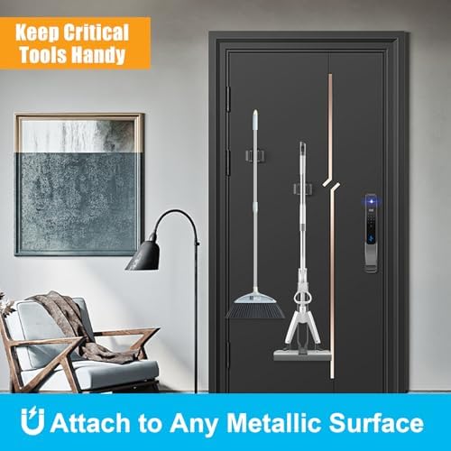 4PCS Magnetic Mop Broom Holder – Heavy Duty, Anti-Slip Wall Mount with Adjustable Gripper for Garage, Kitchen, Laundry & Garden Organization - Image 5