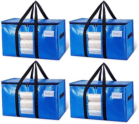 TAILI 4 Pack Blue Extra Large Moving Bags,Storage Bags with Visible Window by TAILI