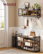 VASAGLE Hall Tree with Shoe Bench, 12 Metal Hooks, 4-Tier Shoe Rack - Image 2