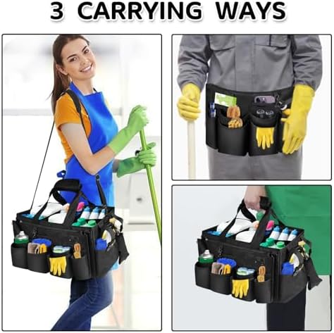 Boczif Cleaning Caddy Bag Wearable,Cleaning Caddy Supplies Organizer（Black） - Image 4