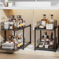 Under Sink Organizer, 2-Tier Pull Out Cabinet Organizer, Kitchen Bathroom Organizer and Storage, Spice Rack for Kitchen, Multi-use Sliding Drawers Shelves, Pack of 2 by Silub