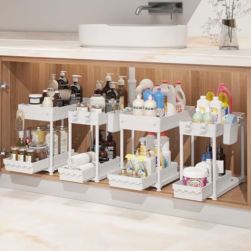 Sevenblue 4-Pack 2-Tier Under Sink Organizer with Pull Out Drawers by Sevenblue