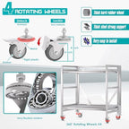 2 Shelf Rolling Cart with Wheels, 660lbs Capacity Collapsible Steel Rolling Utility Cart, Heavy-Duty Foldable Hand Truck, Metal Storage Carts with Handle for Groceries, Warehouse (36" Lx26 W) - Image 3