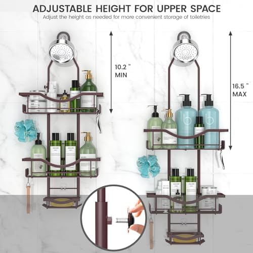 REINHARDT Adjustable Shower Caddy Hanging Over Shower Head, Bronze - Image 2