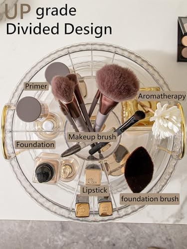 Asayuee 360 Rotating Makeup Organizer,3 Tier Large Capacity Make Up Organizers and Storage,Skincare Perfume Vanity Organizers,Bathroom Cosmetics Storage Organizer Countertop(Clear) - Image 2