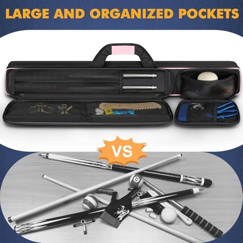 PEKREWS Pool Cue Case, Pool Stick Case 2x2 with 2 Accessories Pockets - Image 5