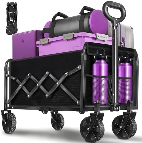 Wagons Cart Foldable, 280 lbs Collapsible Wagon with Wheels for Camping by YOLLBERLifeStudio