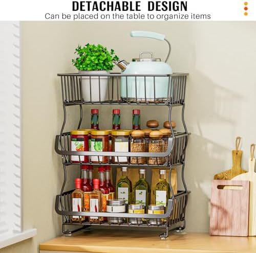 Gsiekare 3-Tier Rolling Pantry Organizer and Storage Cart with Wheels - Image 6