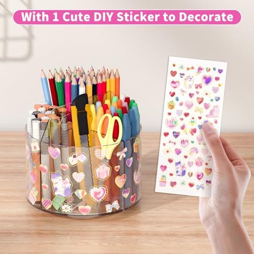 Acrylic Pencil Organizer for Desk Crayon Organizer with Adhesive Sticker - Image 2