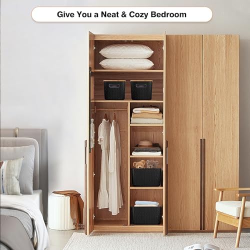 Ohmlove 4 Pack Storage Bins with Bamboo Lids,Stackable Box for Organization - Image 5