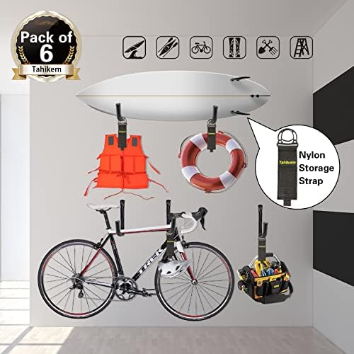 6 Pack 9-Inch Wall Mount Garage Storage Hooks for Ladder & Tools - Image 5
