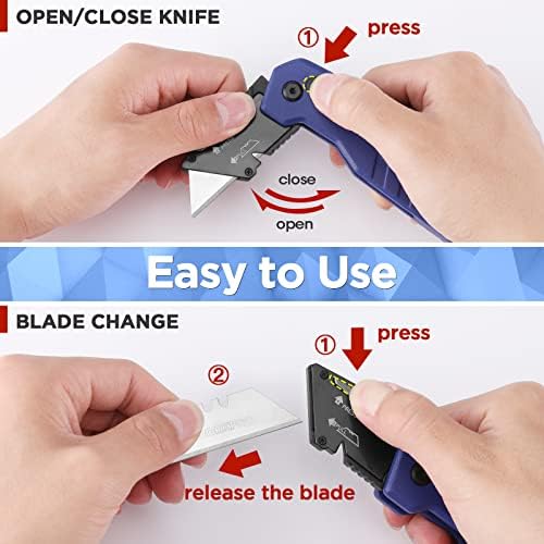 WORKPRO Folding Utility Knife, Quick Change Box Cutter, Blue - Image 4