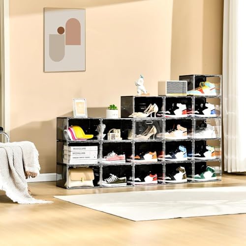 Amllas New 8 Pack Shoe Boxes Stackable, Large Shoe Storage Organizer with Lids,Drop Side Shoe Containers for Entryway,Sneaker Storage Fit up to US Size 13 for Men/Women(13’’x 10.6”x 8.3”) - Image 2