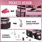 SCAVATA Wearable Cleaning Caddy Bag, Cleaning Caddy Supplies Organizer with Handle & Shoulder Straps for Housekeepers, Under Sink & Car Cleaning Tool Organizers with 4 Foldable Divider (SweetPink) - Image 2