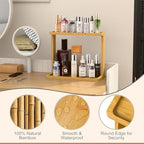 PEKER Bamboo Bathroom Organizer Countertop – Small Vanity Storage Shelf for Makeup, Perfume, Skincare – Natural Cosmetics Display Rack for Dresser, Sink, Kitchen – Natural - Image 6