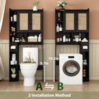 RUSTOWN Rattan Over The Toilet Storage Cabinet, Bathroom Storage Cabinet - Image 4