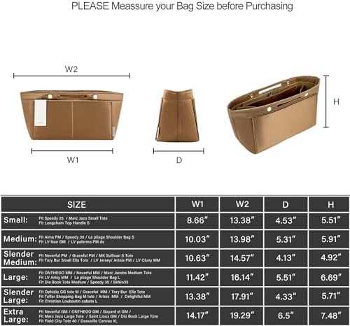 ZTUJO Purse Organizer Insert For Handbag & Tote Shaper,Tote Bag Organizer Insert For Speedy Neverful, 6 Sizes(X-Large,Silky Brown) - Image 3