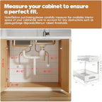 2 Pack 17IN Depth Under Sink Storage Organizer, Large 2-Tier Elegant Mesh Pull Out Shelf for Kitchen and Bathroom Cabinet Organization, L-Shaped and Adjustable Height Design-White - Image 2