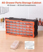 VEVOR 40-Drawer Storage Organizer, Plastic, Drawer Storage Cabinet for Garage Organization, Stackable Small Parts Organizer, Wall-Mounted Toolbox, for Hardware, Beads, Screws, Crafts, Building Bricks - Image 4