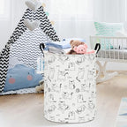 Round Laundry Basket Collapsible Storage Hamper Organizer Cat - Image 6