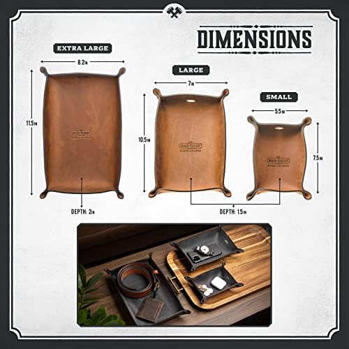 Main Street Forge Leather Valet Tray for Men – Rustic EDC Organizer for Keys, Phone & Wallet – Made in USA – Midnight Black - Image 2