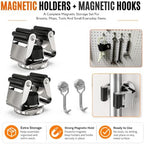 3-H 2 Pack Magnetic Broom Holder with 2 Pack Mini Magnetic Hooks,Silver - Image 6