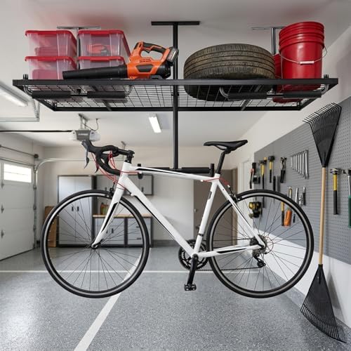4 Pack Overhead Garage Storage Hooks Heavy Duty Ceiling Mount Hangers Double T-Bar Steel Ladder Rack Space Saving Utility Hooks for Bike, Lumber, Pipe, Fishing Rod, Sports Equipment, Black - Image 6