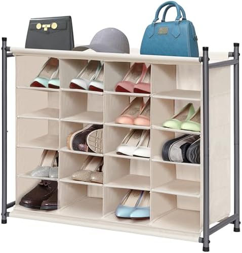 STORAGE MANIAC Stackable Shoe Cubby Organizer, Free Standing Shoe Cube Rack for Entryway, Bedroom, Apartment, Closet, 20-Cube Beige by STORAGEMANIAC