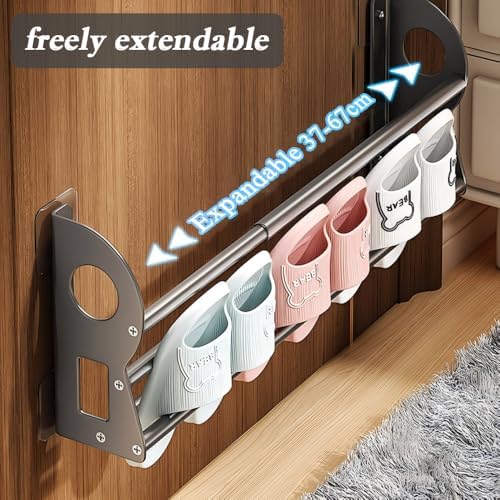 Expandable Wall Mounted Shoe Rack, Hanging Shoe Organizer Shelf (Grey) - Image 3