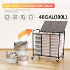 180L Laundry Sorter 3 Section, Rolling Laundry Basket with Wheels and Lid - Image 6