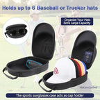 Hat Travel Case, Hard Hat Carrier Organizer with Clip & Glasses Storage, Holds 6 Baseball Caps for Home/Travel - Black - Image 3