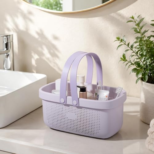 Portable Shower Caddy Basket with Handles Plastic Storage Basket ‌Purple - Image 2
