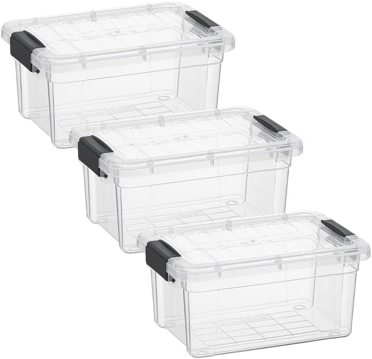 Superio 3.4 Quart Clear Plastic Storage Boxes with Lids, Stackable Organizer Containers, BPA-Free Storage Bins for Home, Office, School & Dorm, 3 Pack by Superio